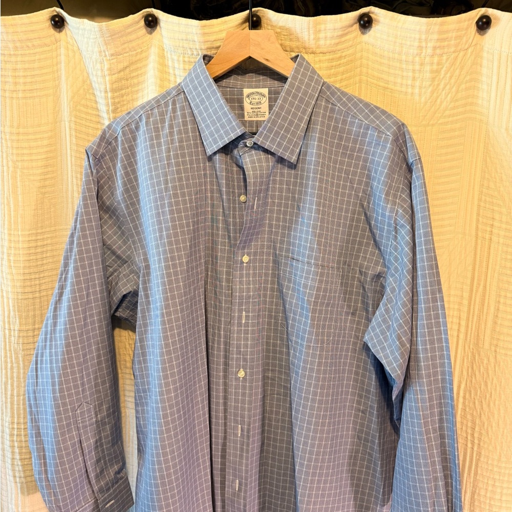 Brooks Brothers Blue and White Plaid Dress Shirt